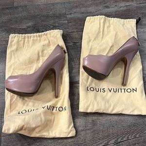 Louis Vuitton nude pumps gold lock hardware